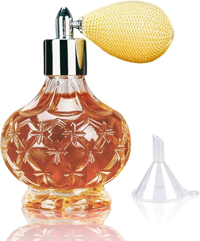 LINALL Perfume Atomizer Spray Bottle - 3.4oz Glass Refillable Bottle with Air Bulb Professional Classic Sprayer for Cocktail Great for Bartender Home Bar