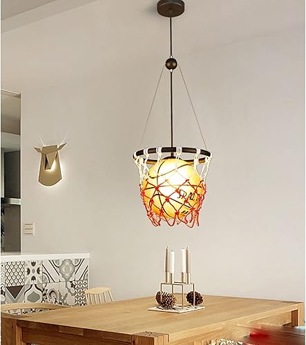 Miniatura 5 de Lámpara colgante de baloncesto de acrílico vintage industrial con aro de baloncesto, loft, bar, lámpara colgante de techo, gimnasio, habitación de