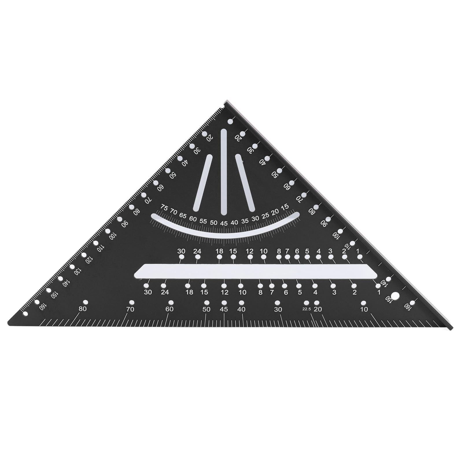 Wdwdw Black Aluminum Triangle Ruler,Woodworking Triangle Ruler With Accurate 30° 45° 60° 90° Scales,Etched Metric Right