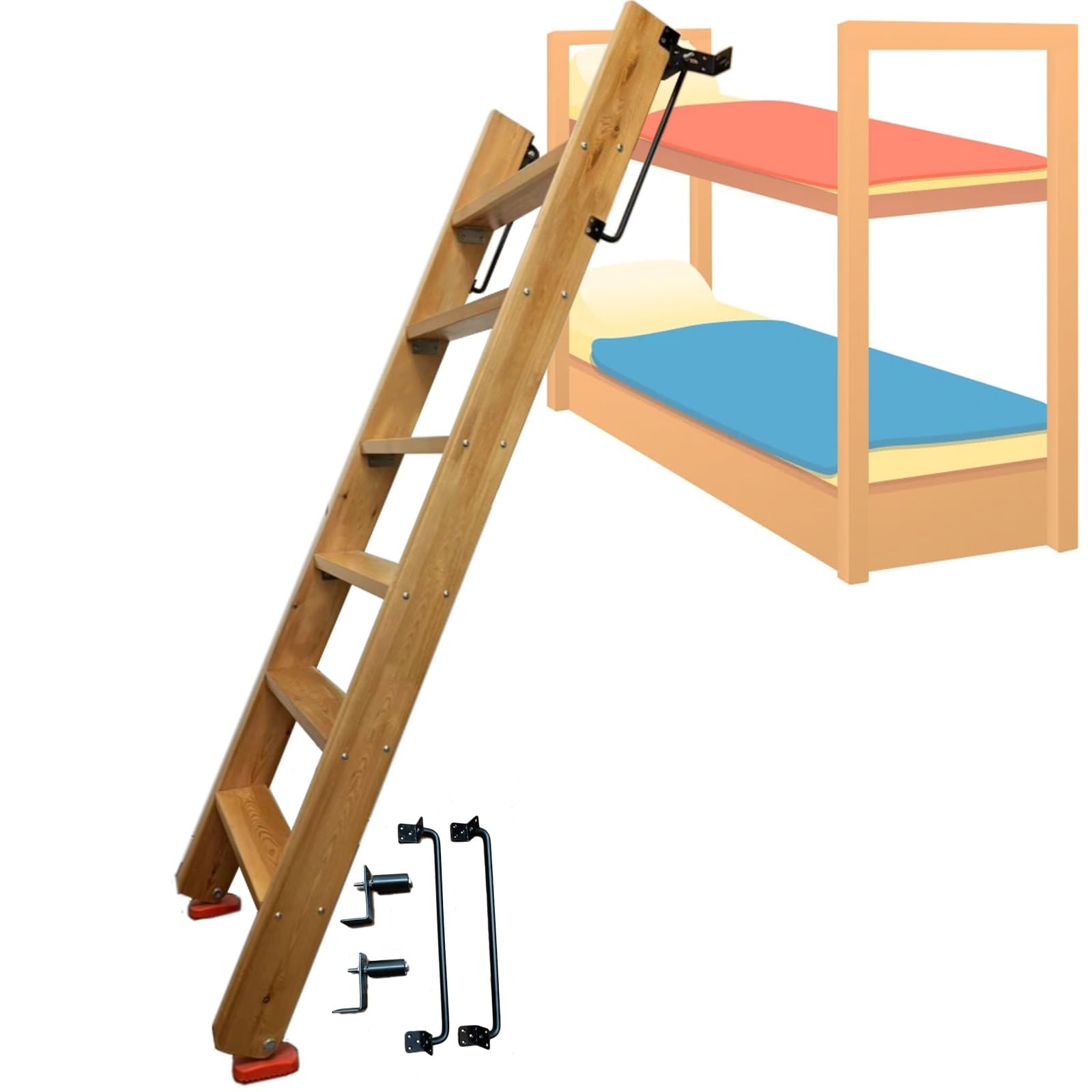 Escalera de Repuesto para literas con Patas Antideslizantes y Soportes para autocaravanas, caravanas, remolques, lofts, escuelas y Uso doméstico.