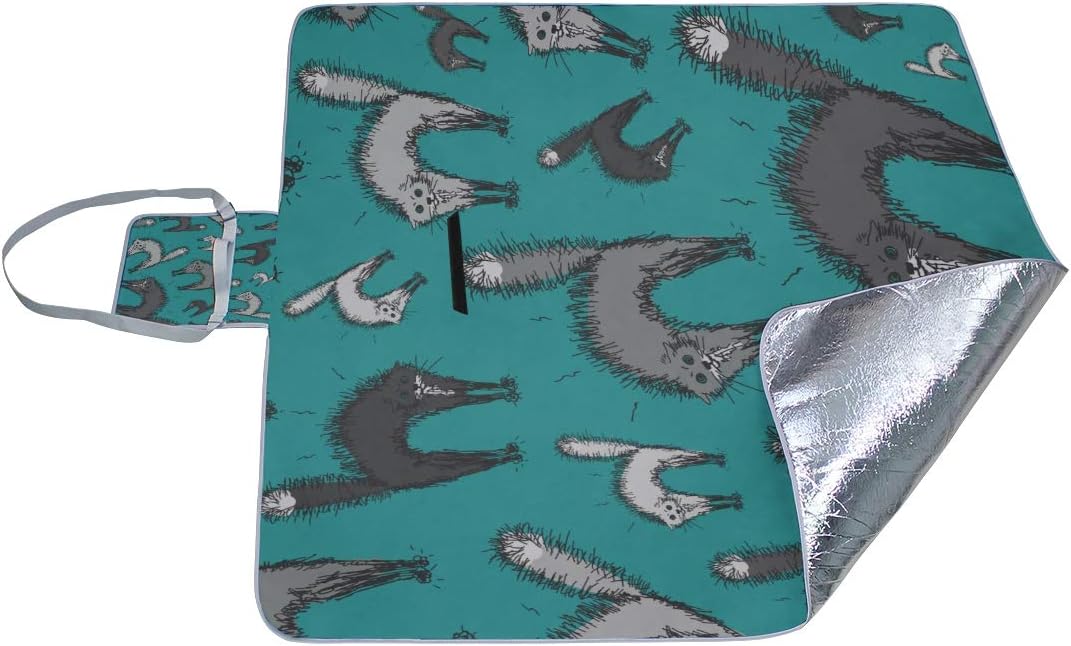 レジャーシート 小柄 グレー猫 ピクニック 折りたたみ 撥水 アウトドア クッション マット コンパクト 花見 運動会 キャンプ 遠