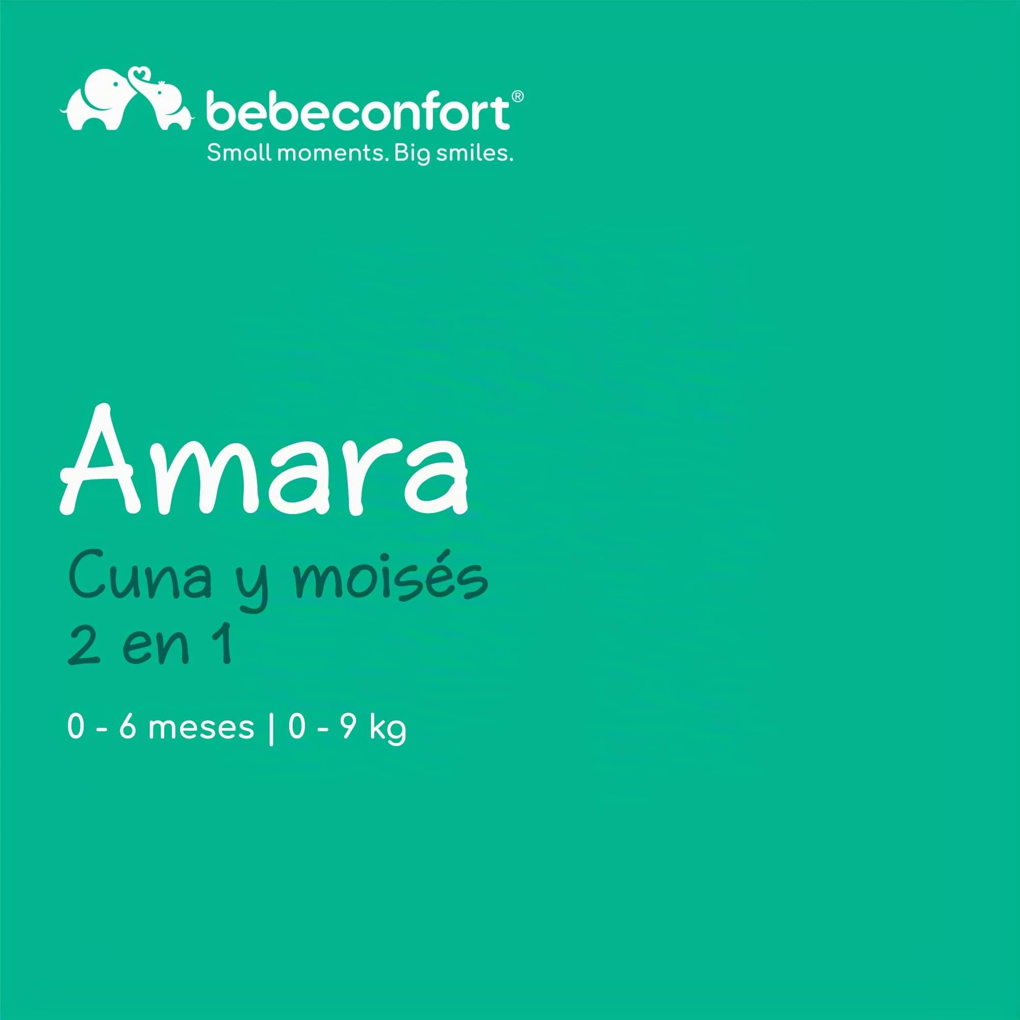 Bebeconfort Amara, Cuna Bebé, 0-6 Meses, 0-9 kg, Cuna Colecho Bebé, Cuna de Colecho y Moisés 2 en 1, Cuna Plegable en 3 Segundos, Fácil de Mover, Práctica Bolsa de Viaje, Tinted Grey