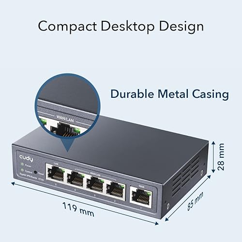 Miniatura 4 de Cudy Nuevo enrutador VPN Gigabit Multi-WAN, hasta 4 puertos WAN Gigabit, enrutador SMB, equilibrio de carga, protección contra rayos, enrutador PPTP