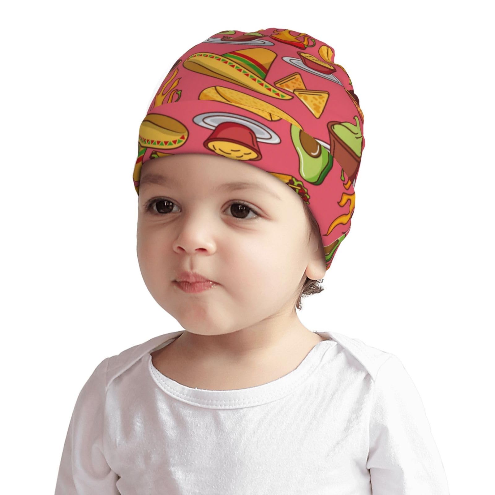 Rqzwdq Taco Kids Beanie Hats Warm Knit Beanie Cap Skull Caps Gifts Decor for Boys Girls White