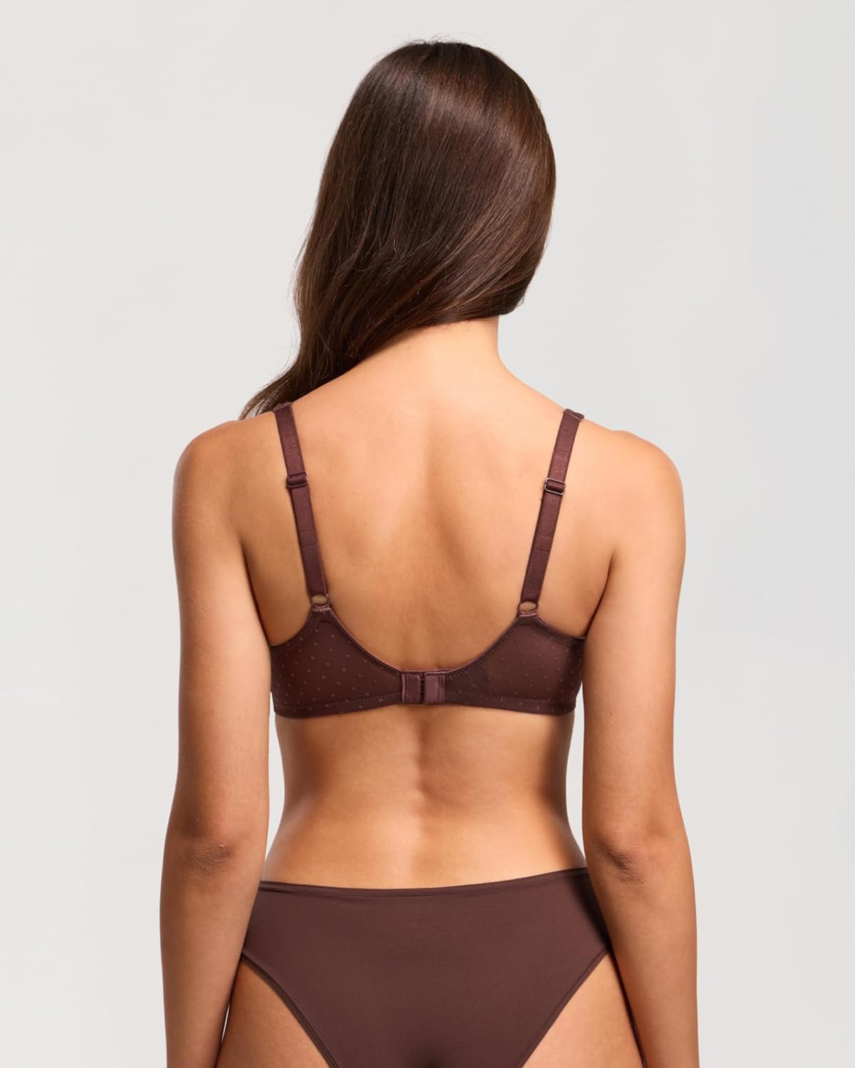 DOBREVA Women's Unlined Balconette Mesh Bra Square Neck Sheer See Through Underwire Bras Plus Size