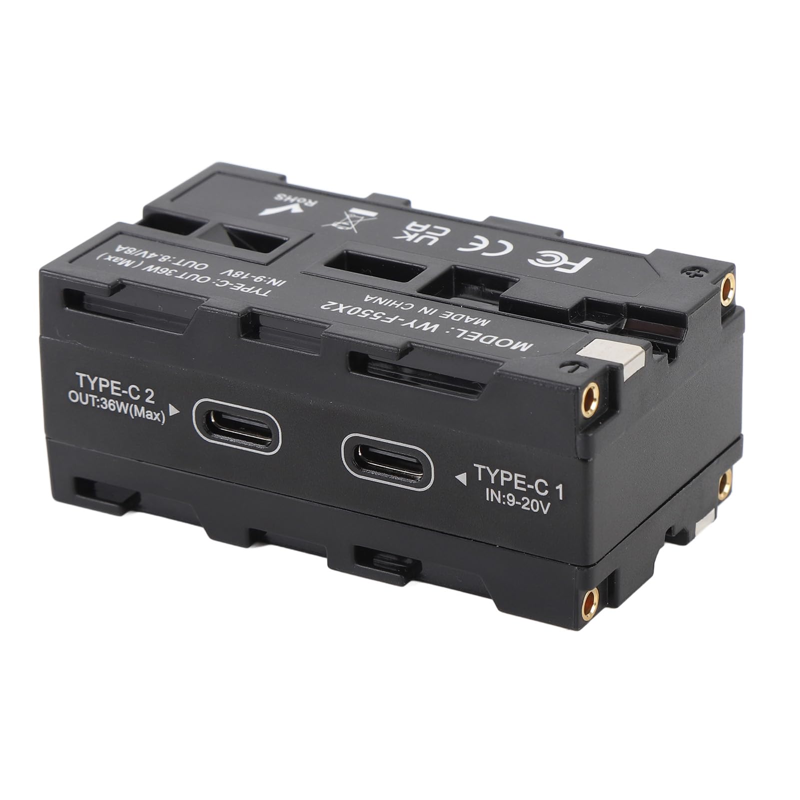 Tangxi Doppelseitige NP-F-Dummy-Batterie mit USB-C-Gleichstromanschluss, LED-Anzeige, Dummy-Batterien, und Drahtlosen Videosendern für die Bildübertragung