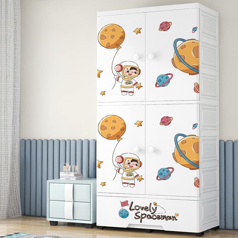 Image of LERIMO Multipurpose Stackable Plastic Cupboard Drawer for Clothes Storage, Almirah for Clothes, Foldable Wardrobe Cabinet Organizer for Office, Kitchen, Bathroom (Astronut - MS-KT-81021, 4 - Layer)