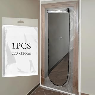 BigKing Staubdichte Tür mit Reißverschluss, U-förmig, transparente Abdeckung, 220 × 110 cm, Anti-Staub-Folie für Heimdekoration, Renovierung und Neubau