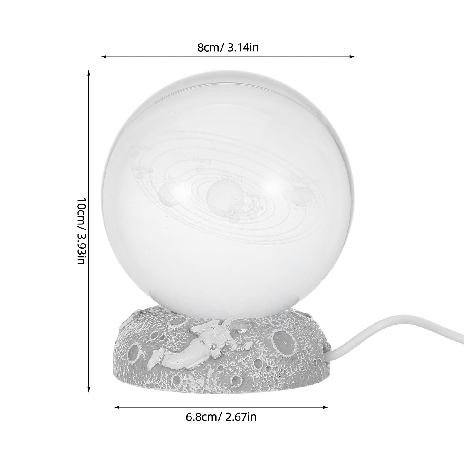 Artibetter Lampada a sfera di cristallo celeste | Globo a LED del solare con base luminosa | Luce d'atmosfera decorativa a tema scientifico per scrivania o soggiorno (batterie non incluse)