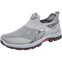 Men's Breathable Mesh Sneakers | Slip-On Athletic Shoes for Spring/Summer | Lightweight Casual Sports Style with Rubber Sole & Round Toe Design