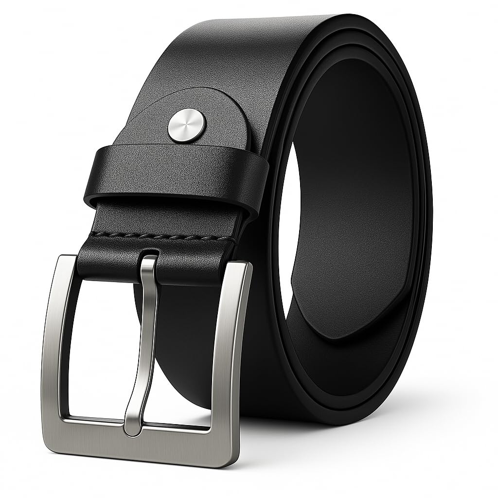 Men's Genuine Leather Belt for Men, Formal/Casual,Autolock,Black | Fit on up to 38 Inches Waist size (Black 44, 1)-picture-30
