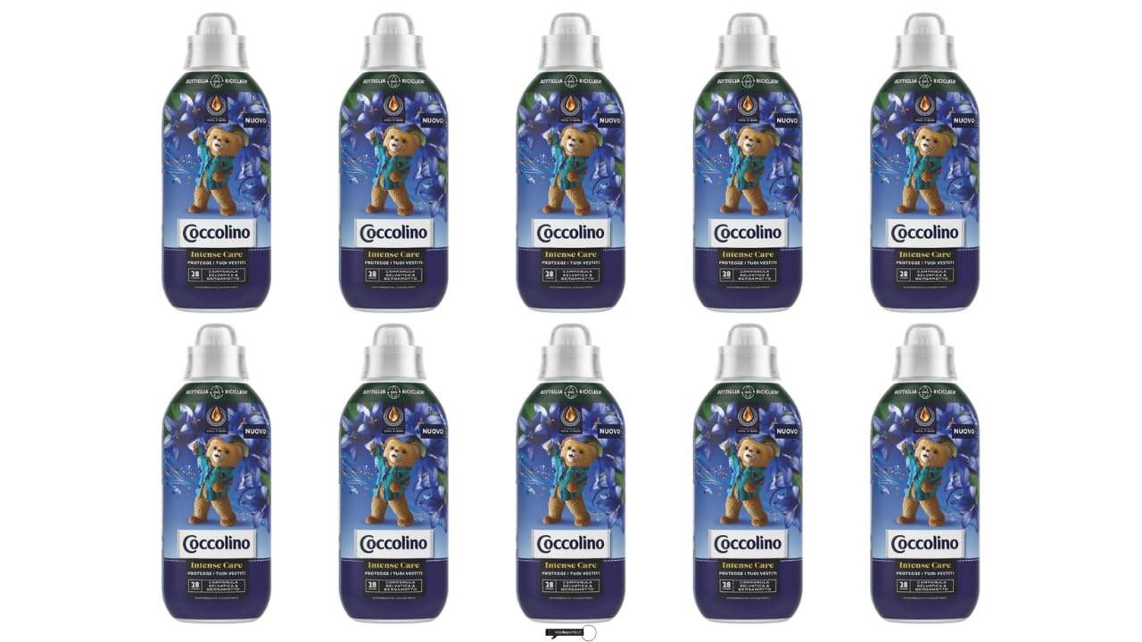 Coccolino - Ammorbidente concentrato Campanula e Bergamotto, 645 ml, 28 lavaggi, 10 pezzi + portachiavi Italy Shop Service in omaggio