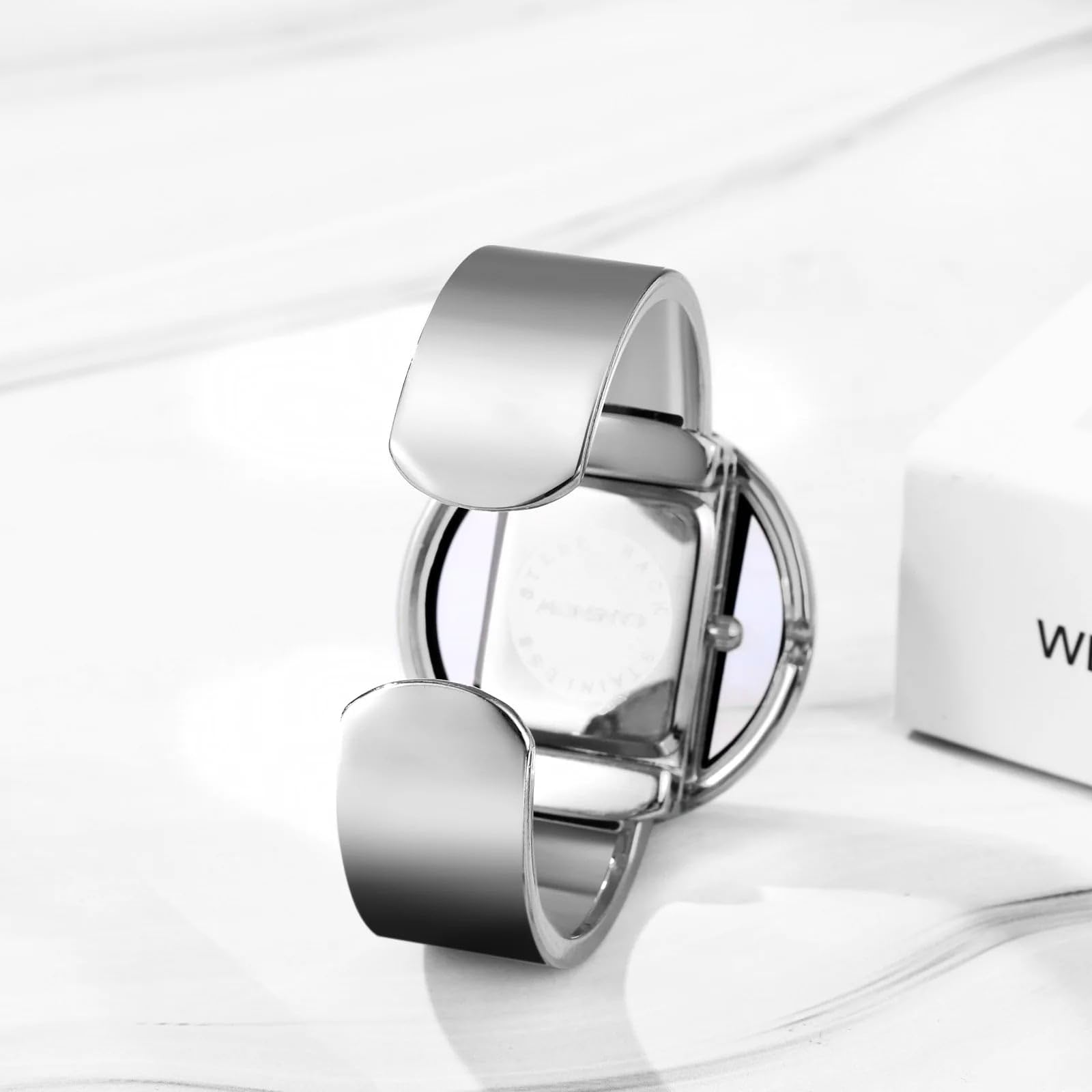 Sphärische Damen Spangenuhr Uhren Damen Armreif Armbanduhr Armspange Damenuhr mit modernem Metall-Armband