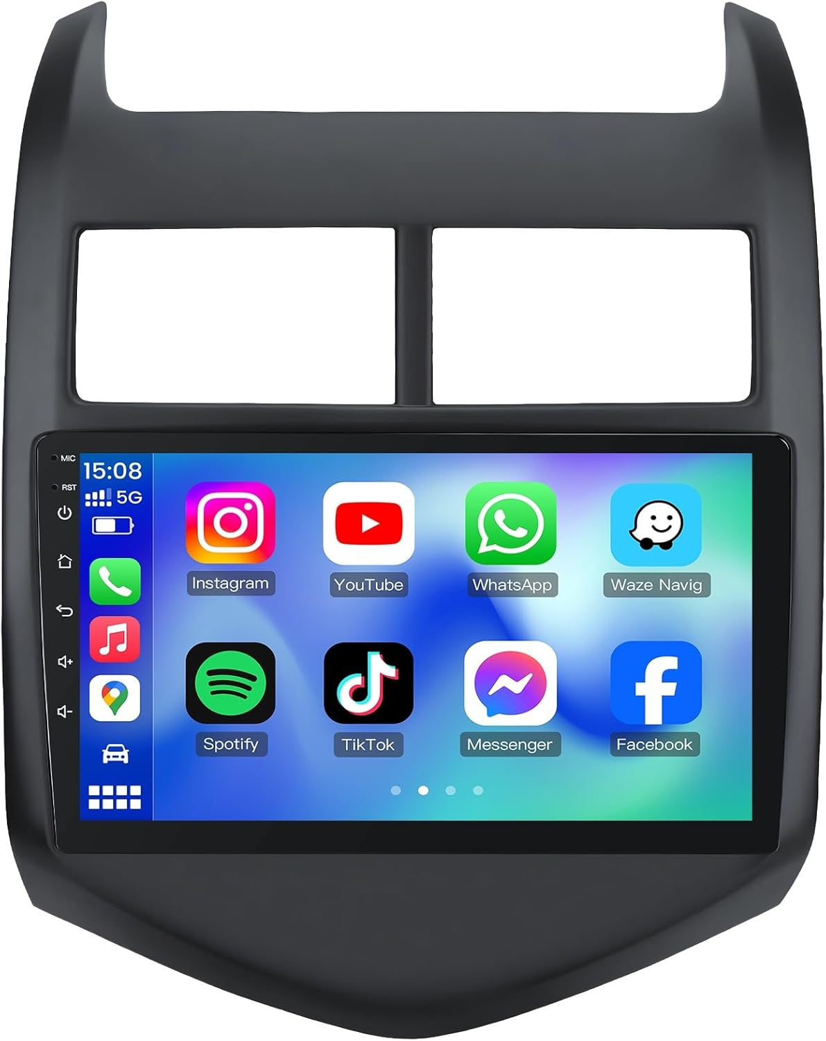 5G WiFi Car Radio for 2012-2016 Chevy Aveo Sonic: 9inch 1280x800P IPS Touch Screen Stereo with Wireless CarPlay Android Auto Bluetooth5.0 GPS Navigation FM SWC 1080P Backup Camera