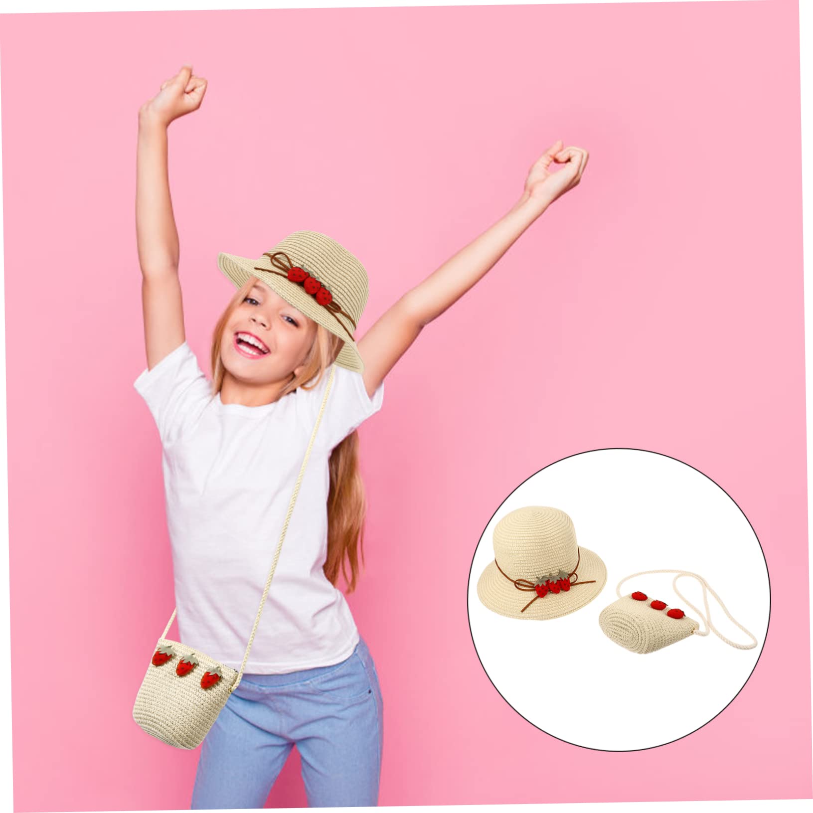 SHERCHPRY Tote De Sombrero Tejido Sombreros para Mujer Bolso Bandolera Sombrero De Pescador Tejido Sombrero para El Sol Sombrero De De Niña Pequeña Bolso De Hombro Papel Beige