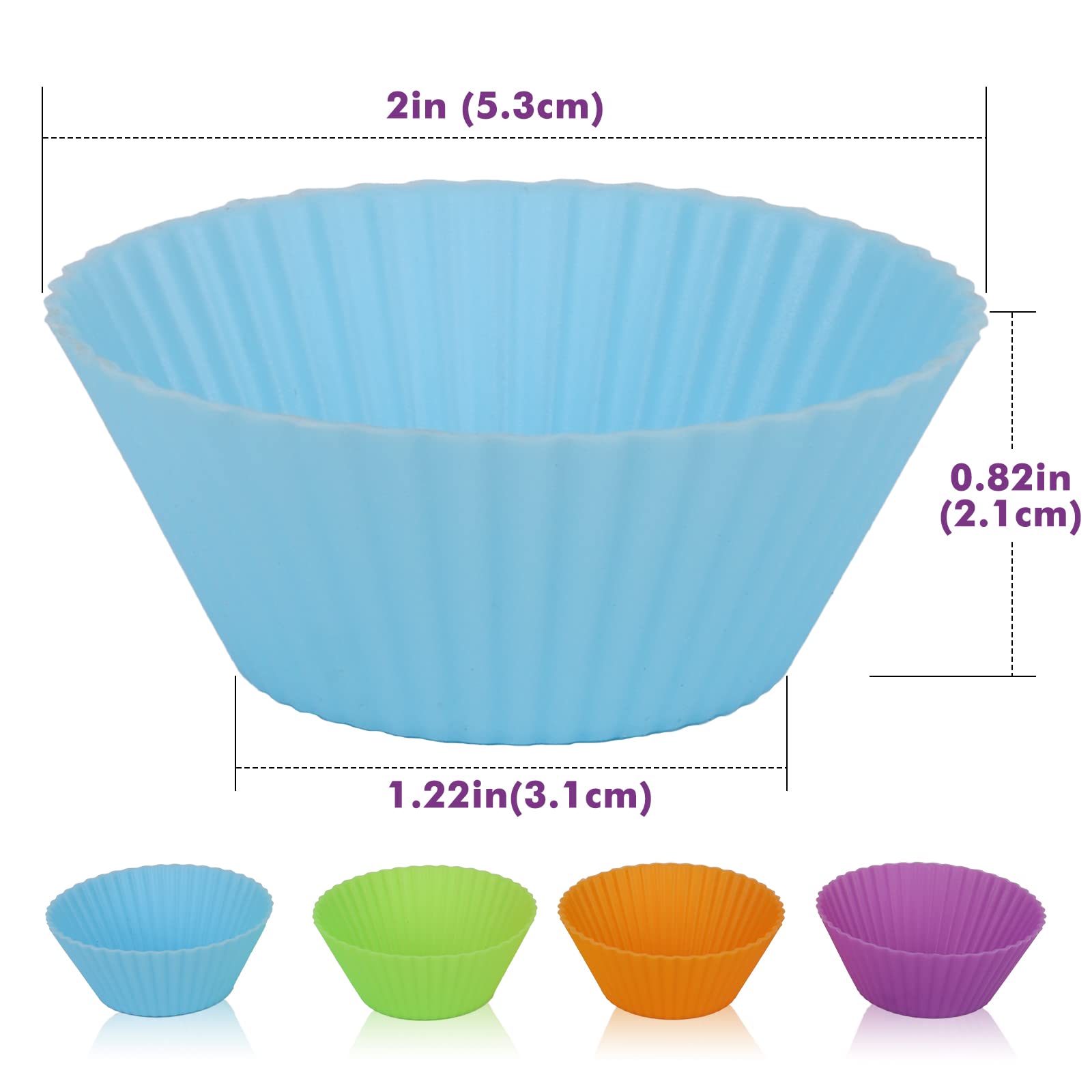 SUPER KICHEN Mini Molde de Silicona para Reposteria, Reutilizables Moldes Magdalenas, Antiadherente Freidora de Aire Bandejas Horno para Muffins, Cupcake, Forro Freidora de Aire- Pack de 24