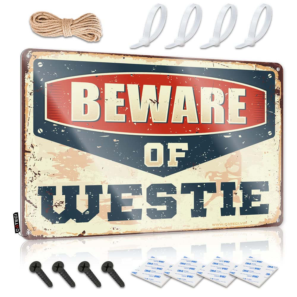 IBWNBBUSN Tin Metal Sign Beware Of Westie Sign Tin Signs Warning Funny Kitchen Tin Signs(30X40CM)