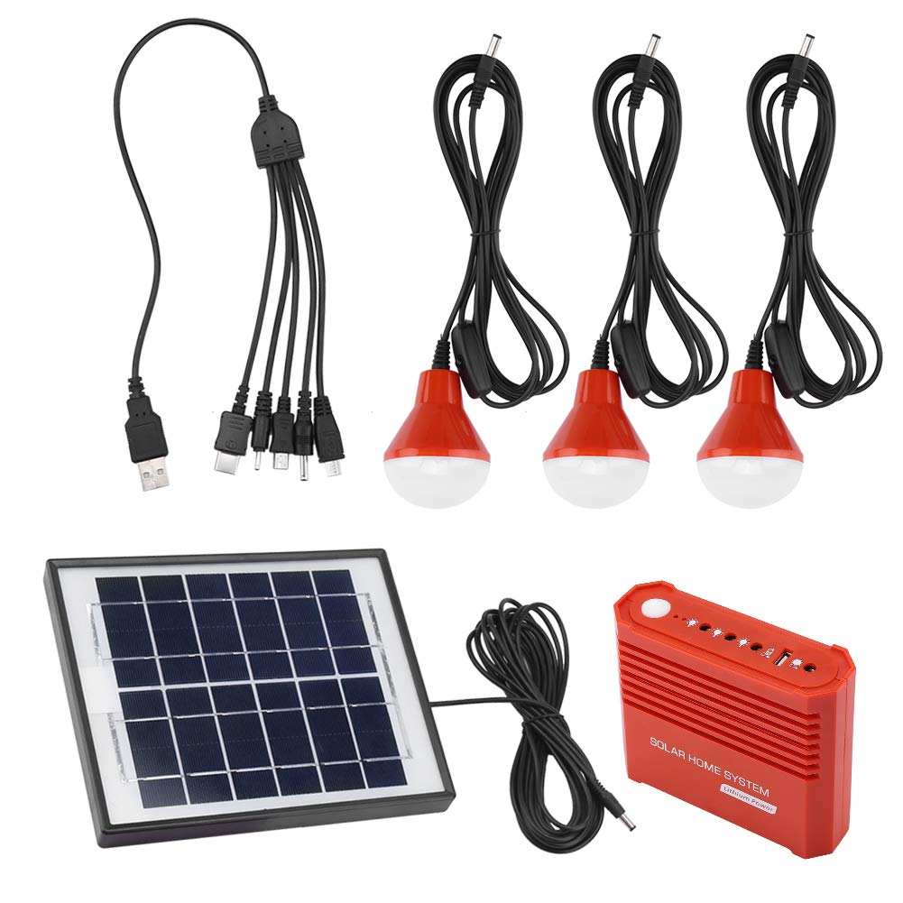 Kit de Panel Solar, Paneles Solares, con 3 Bombillas LED Kit Solar de 4W Batería 3.7V Energía Solar para Patio, Jardín, Canal, Camino