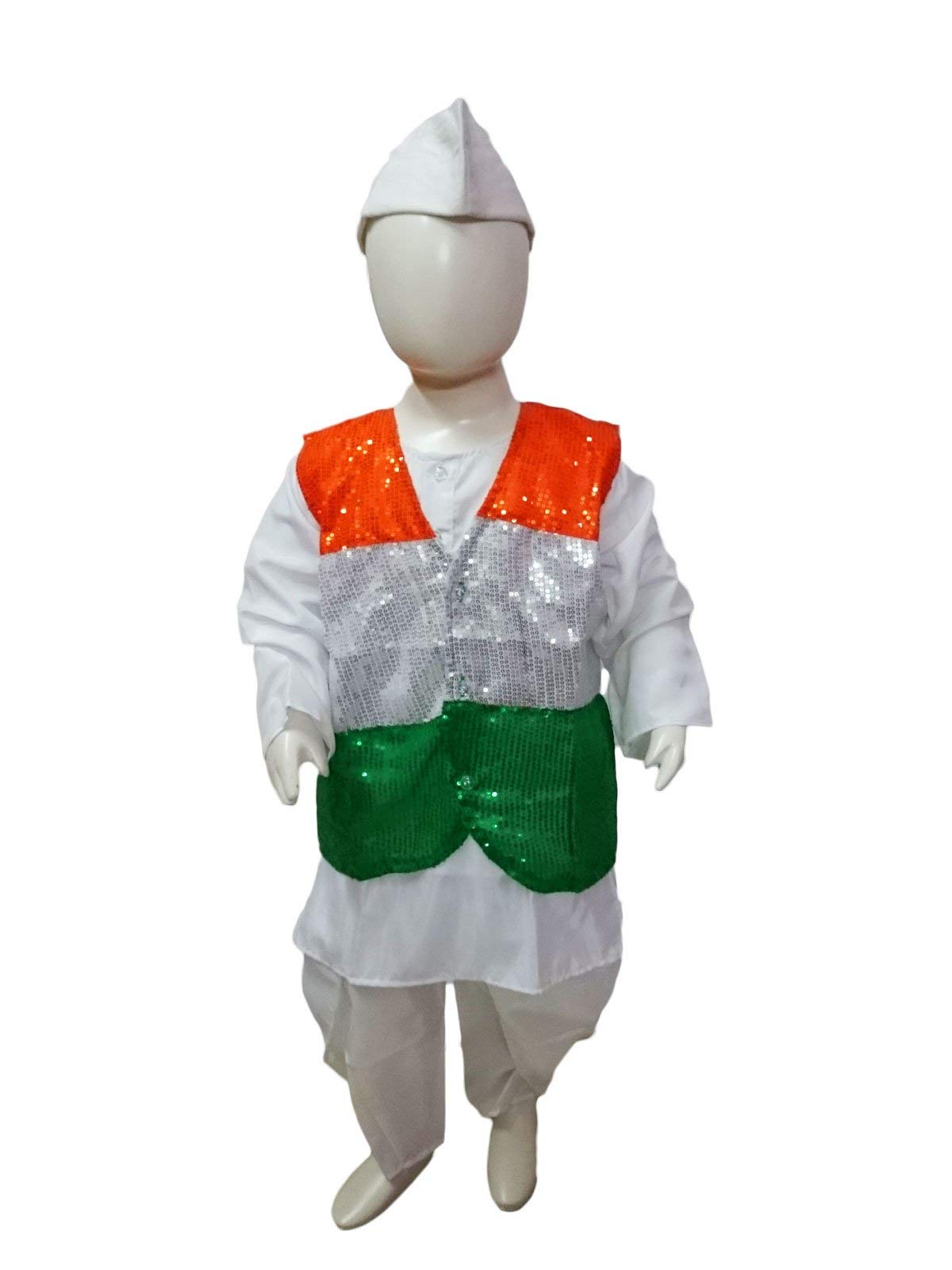 BookMyCostume Patriotic Dhoti Kurta Tricolour Jacket Nehru Cap Kids Fancy Dress Costume 10-12 years (B08KT9165R) Amazon Price History, Amazon Price Tracker