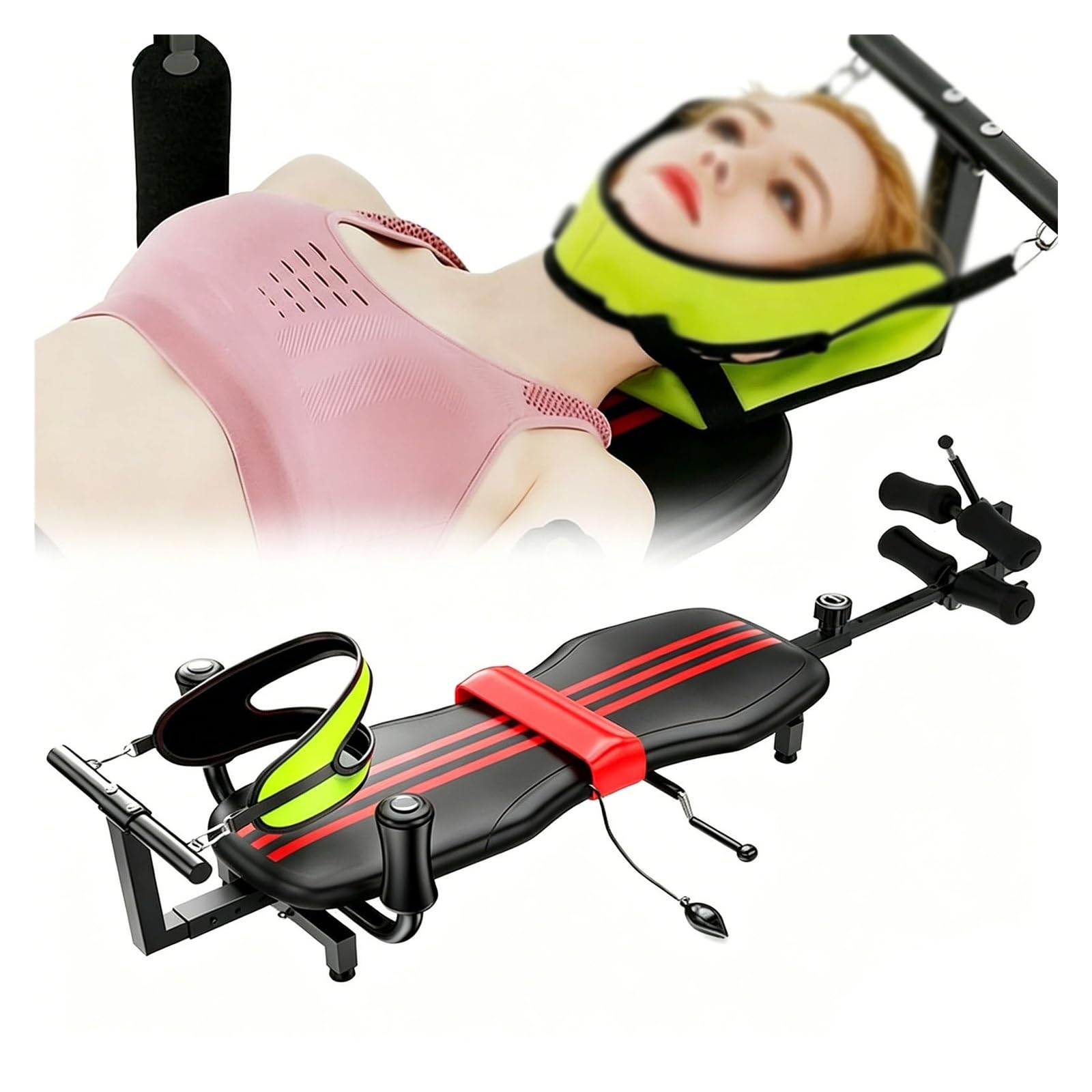 Generico Panca di Trazione Cervicale E Lombare, Tavolo A Inversione | Stretching E Rilassamento, Altezza Regolabile Da 145 A 185 Cm, Barella Per La Schiena