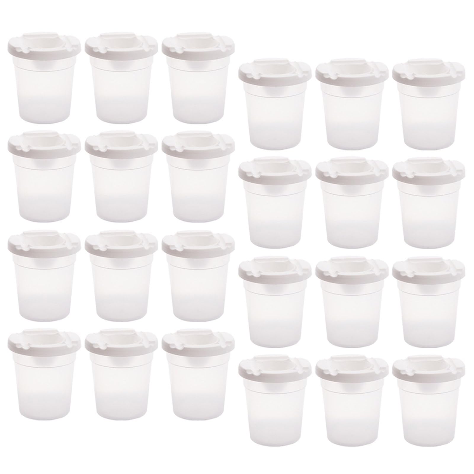 Lot de 12/24 gobelets de nettoyage multi-usages avec couvercle en plastique pour le nettoyage des pinceaux aquarelles acryliques