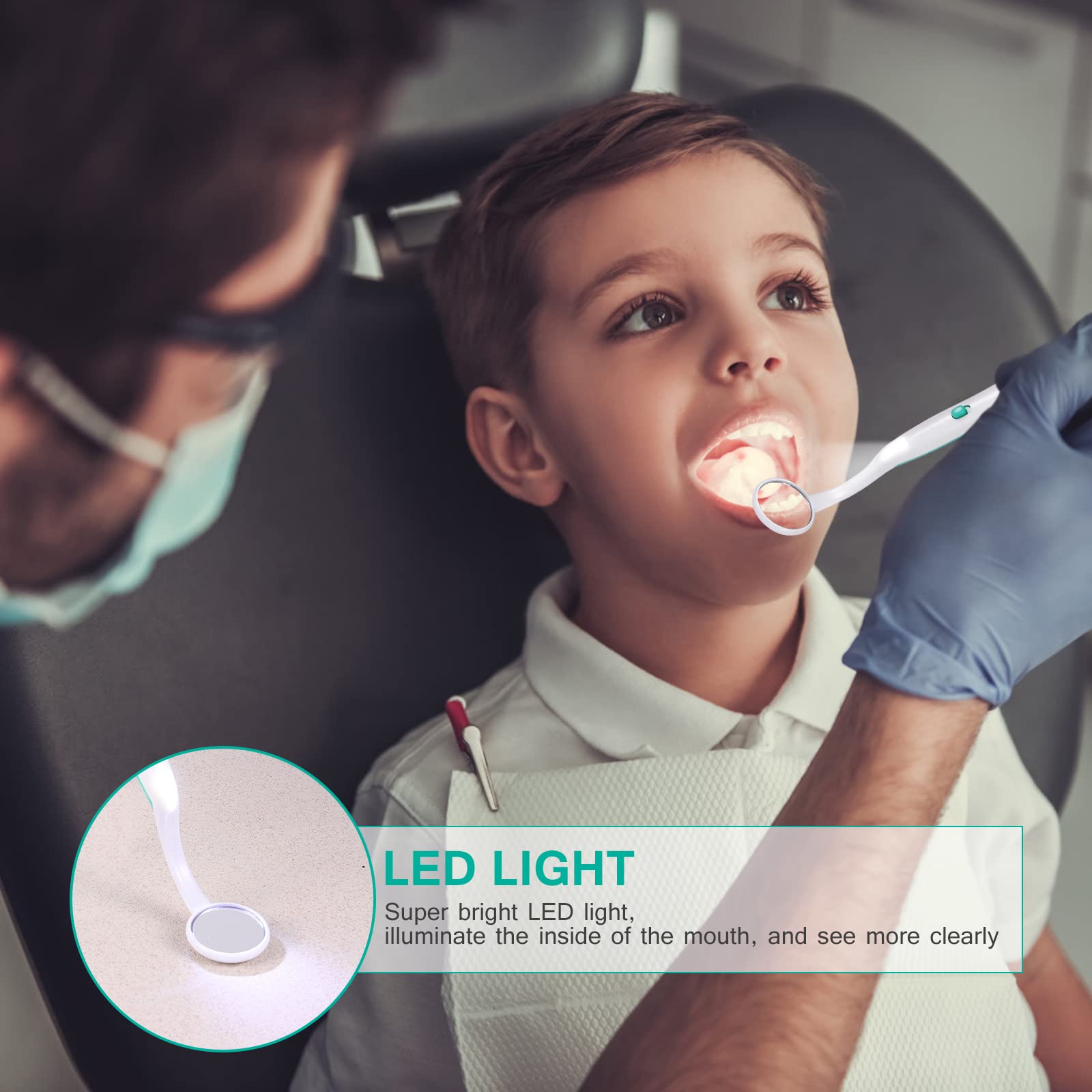 MILISTEN Lustro dentystyczne z oświetleniem LED, ochrona przed zaparowaniem, lusterko dentystyczne, lusterko do pielęgnacji zębów, lusterko do makijażu