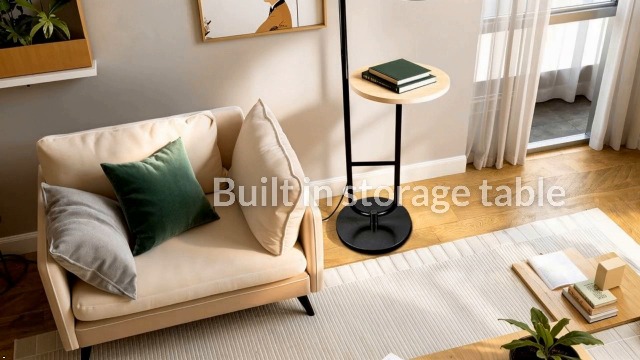 Image of Lightdot 66IN Gold&Black Dimmable Floor Lamps with Table, Modern Standing Tall Lamp with Globe Shade, Cross-Shaped Head and U-Pole Base for Living Room /Bedroom /Sofa Beside /Corner Decor(Bulb Included)