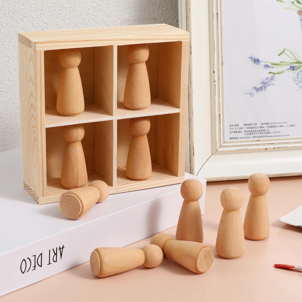 Toddmomy 10Pcs DIY Wooden Peg Dolls 2.32 Inch Blank Cake Toppers Wedding Party Decoration Natural Wooden Crafts Unfinished Angel Figures - Image 3