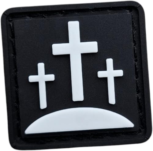 Calvary Crosses - Parche pequeño de PVC de 1 x 1 en la parte trasera de gancho q