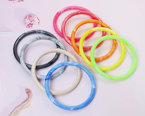 Miniatura 3 de PENTA ANGEL Pulseras acrílicas de neón para mujer, 8 unidades, tallas de los años 80 y 90, estilo retro, marmoleado, rock, pop, disco punk, anillo