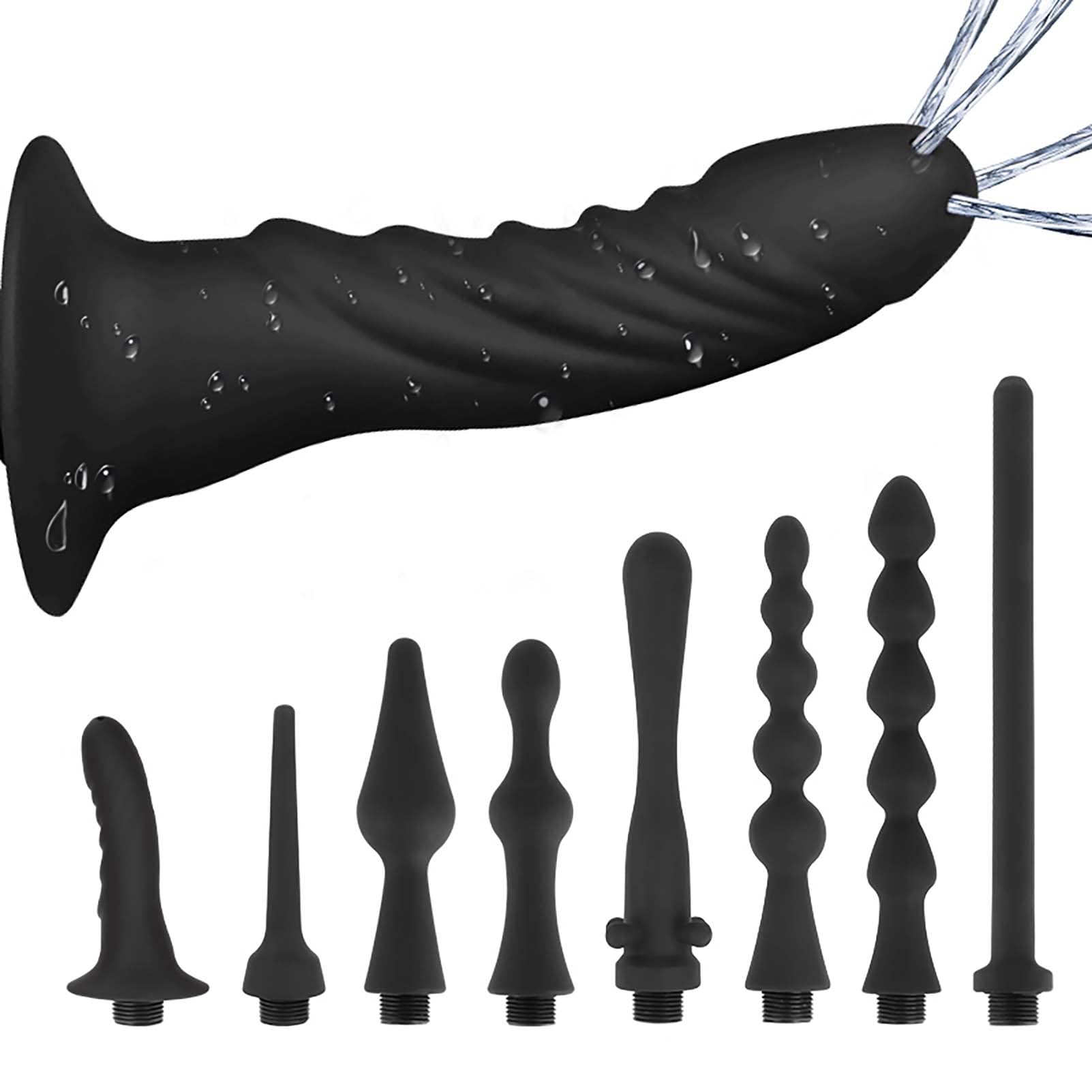 HXLXW Analdusche Silikon Intimdusche Für Männer Und Frauen, Klistier Für Analverkehr Mit Weichem Aufsatz Zur Hygienischen Analspülung Und Darmreinigung, Vaginaldusche Reinigungsgerät（8-teiliges Set）