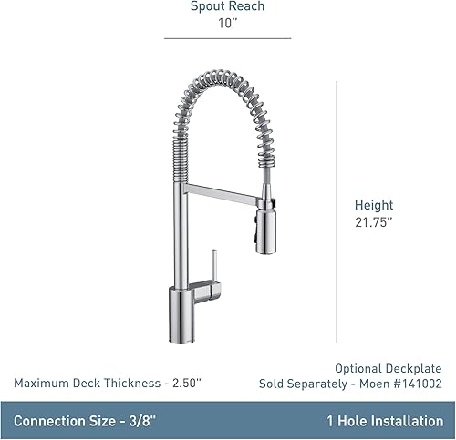 Vista 84 de Moen 7565EVBL Align Smart Grifo de cocina con rociador desplegable sin contacto con control por voz y Power Boost, color negro mate