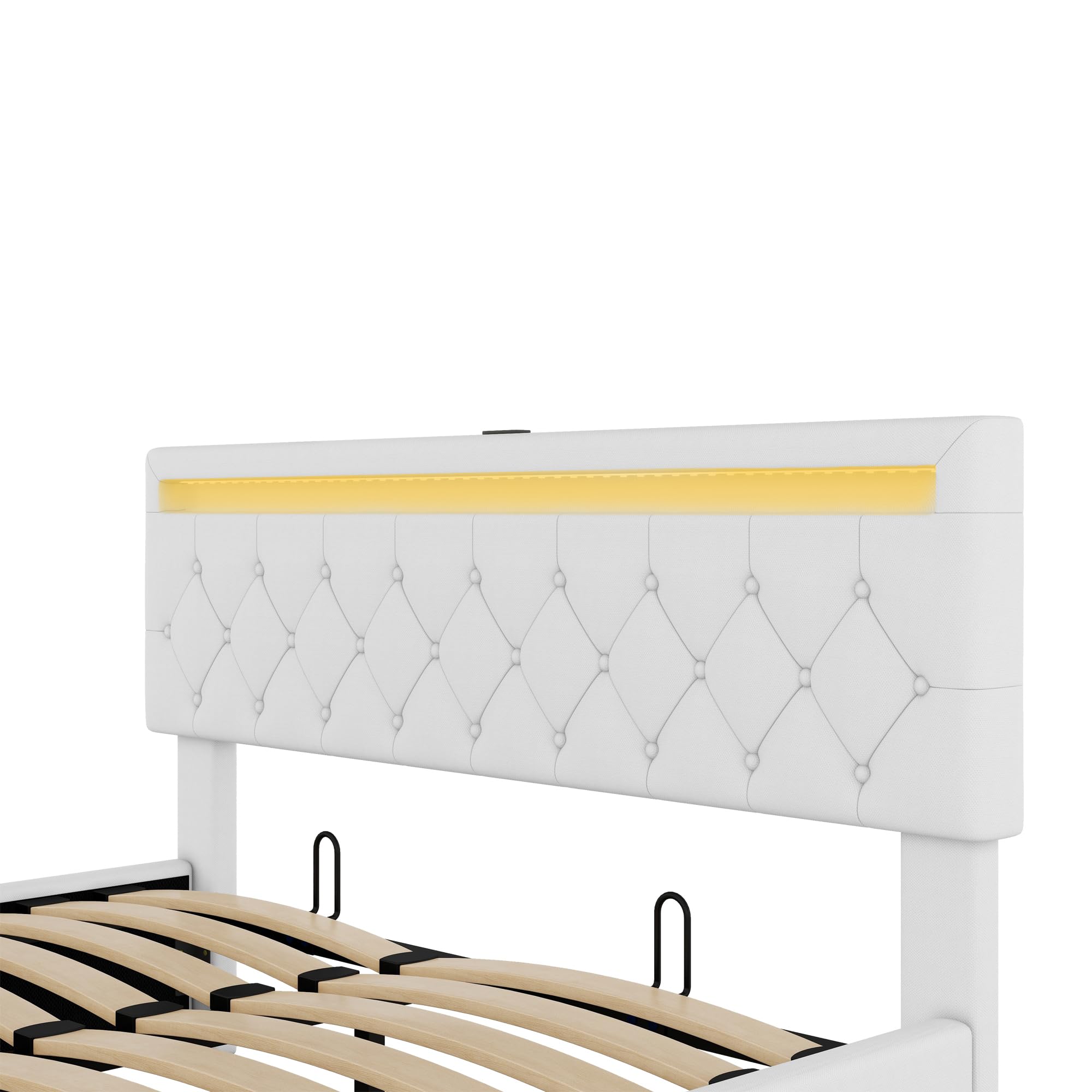 Letto contenitore matrimoniale con presa USB e presa di tipo C, lettomatrimoniale 160 x 200 cm con luce d'atmosfera sul letto, lettoidraulico,letto una piazza e mezza con base a doghe