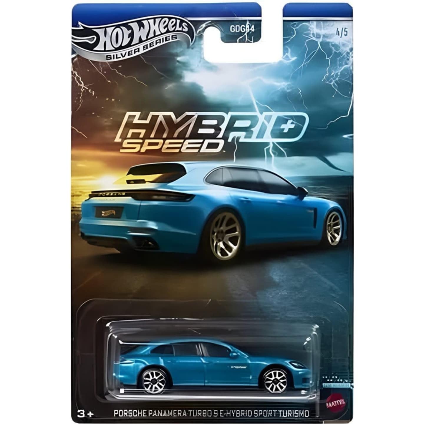 Hot Wheels Hybrid Speed 1:64 Porsche Panamera Turbo S E-Hybrid Sport Voiture Sport Hybrid Turismo Silver Series for 3 Years & Above 4/5 (Blue)-image-12