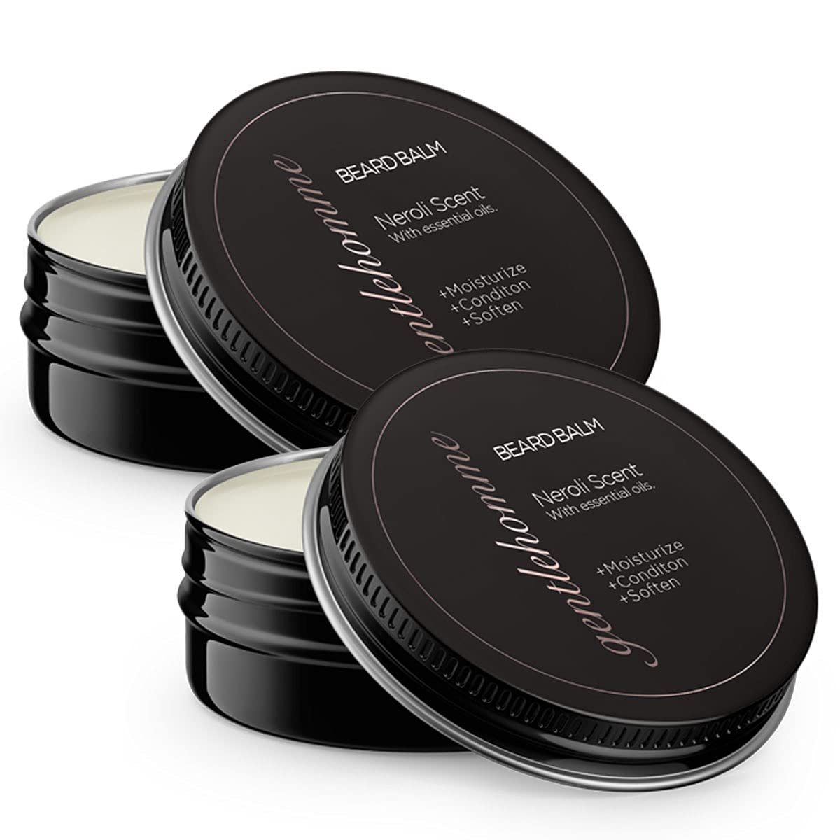 Gentlehomme Beard Balm for Men (2 oz) With Neroli Scent – Leave-in Conditioner, Styles, Strengthens, Softens Beards & Mustaches, Strong Hold, Organic & 100% Natural, All Hair Types - 2 Pack - 4 oz