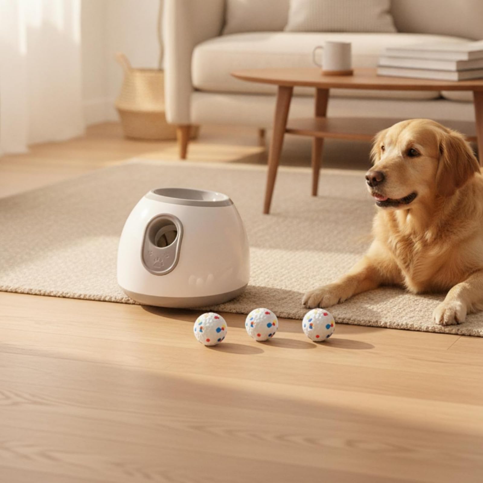 Lanciapalle Automatico Cane Gioco Interattivo Macchina Lancia 3 Palline Morbide in Schiuma Alloggiamento Tondo in per , Grigio , Lancia Palline Automatico Per Animali Domestici, Specifica Europea 220V