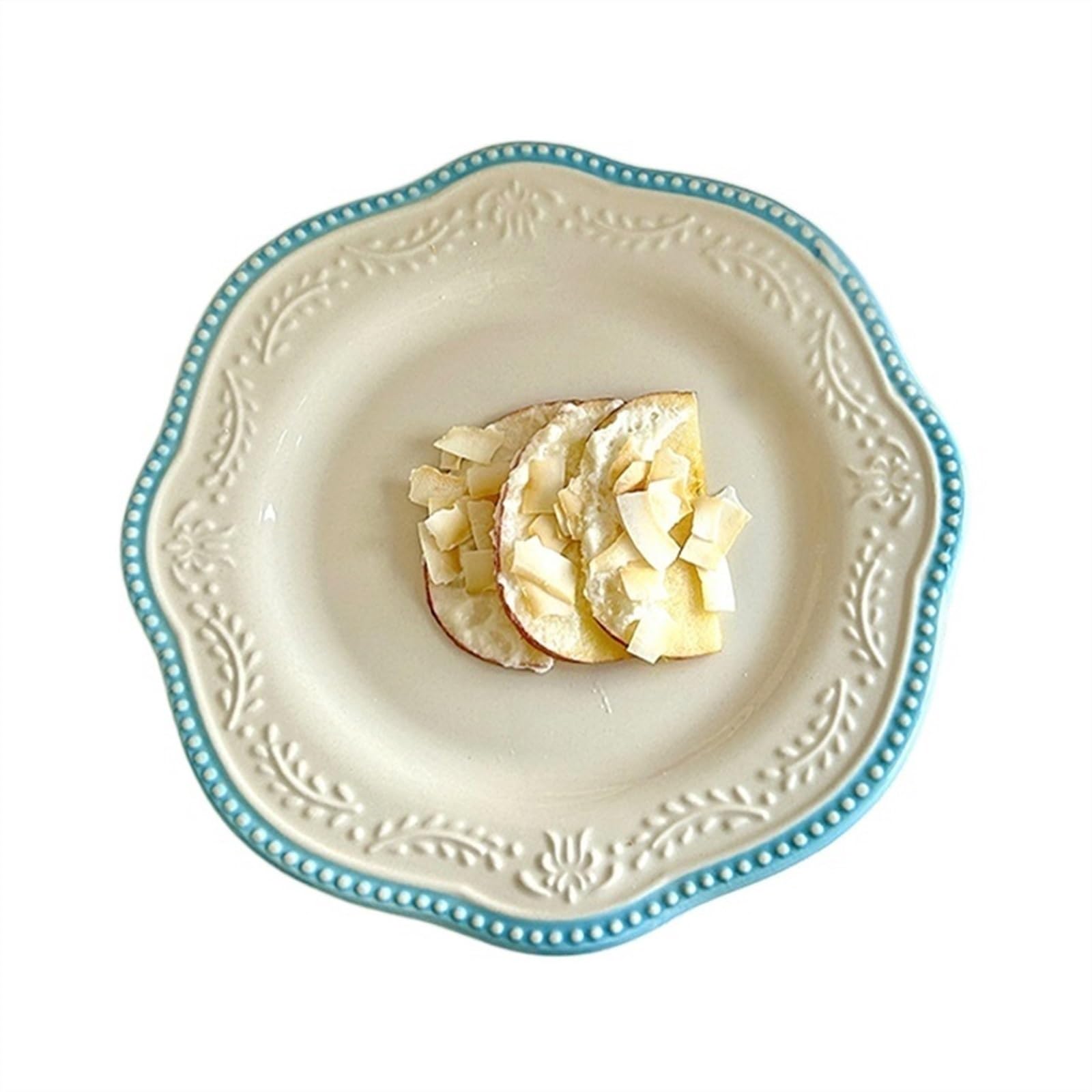 Platos De Cena Plato De Cena En Relieve Lateral Irregular De Cerámica Plato De Postre Plato De Ensalada Vintage Plato De Té De La Tarde Plato Plano Plato Frío(B)