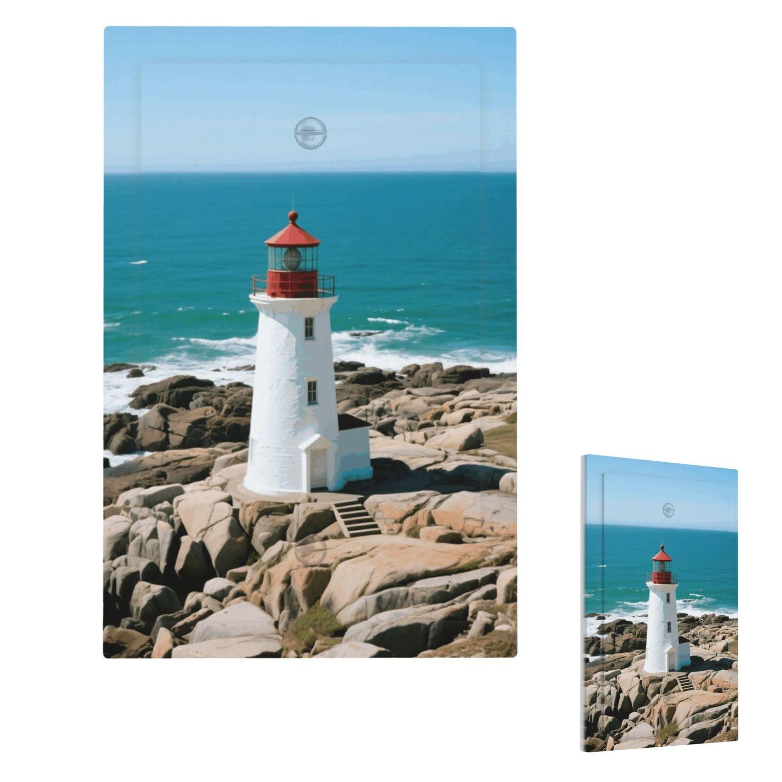 Fekiloot Single Blank Lighthouse Wall Plate Cover Modern Decorative 1 Gang Light Switch Cover Unbreakable Receptacle Outlet Covers For Living Room Bedroom Home Decor