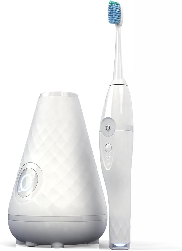 Tao Clean Cepillo de dientes sónico y estación de limpieza desinfectante UV, cepillo de dientes eléctrico, configuración de doble velocidad, blanco