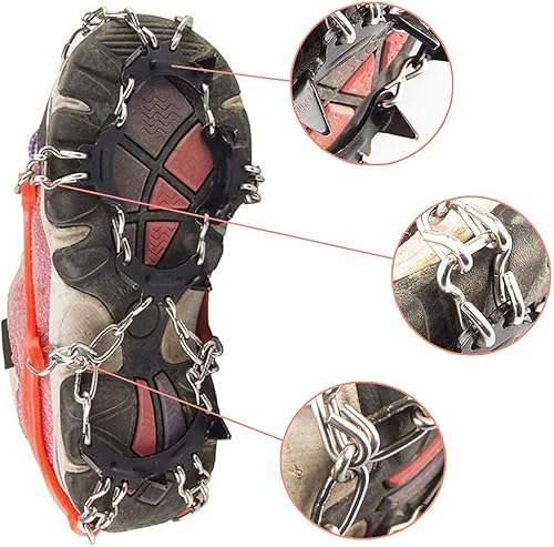 Miniatura 10 de Crampones de 11 picos para niños, botas de senderismo, tacos de hielo, 11 dientes, antideslizantes, para senderismo, escalada, caminar, niños
