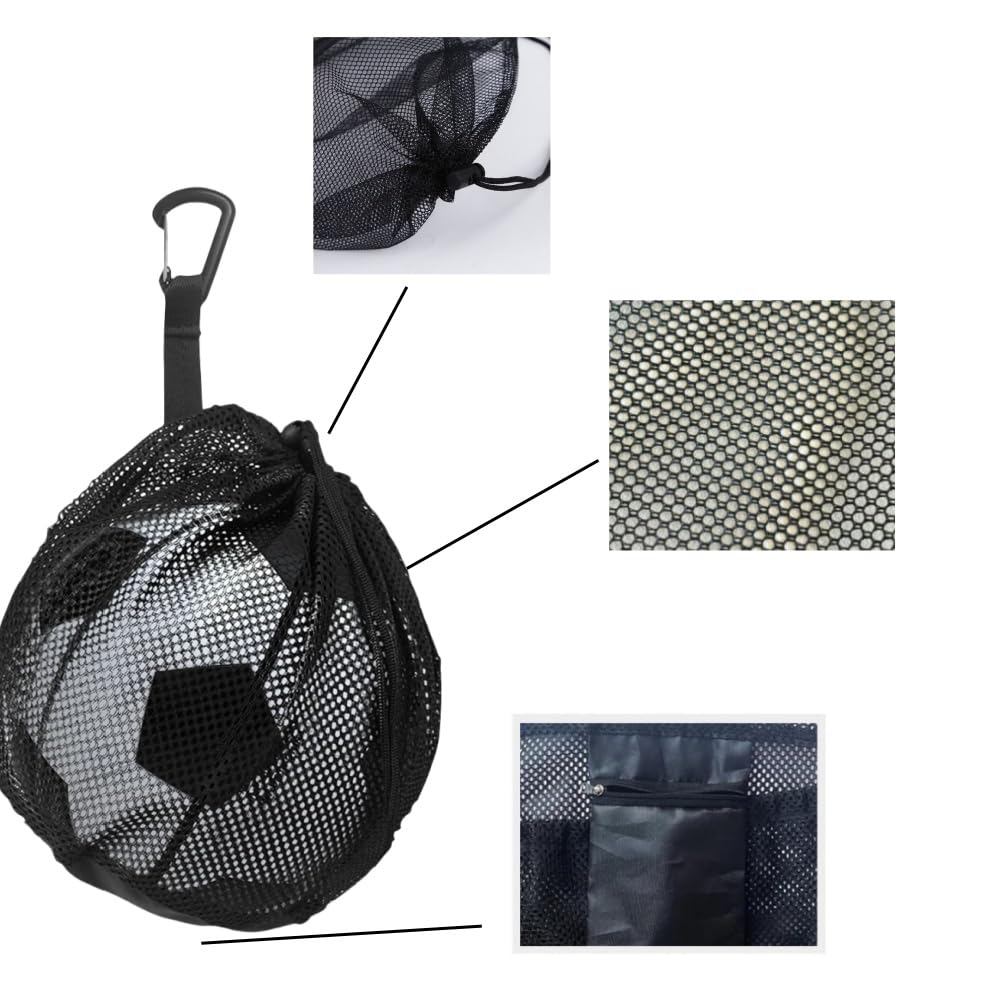 Sac en Maille Filet, Grand Capacité Sac de Ballon Réutilisable pour Basketball, Volleyball et Football, Noire