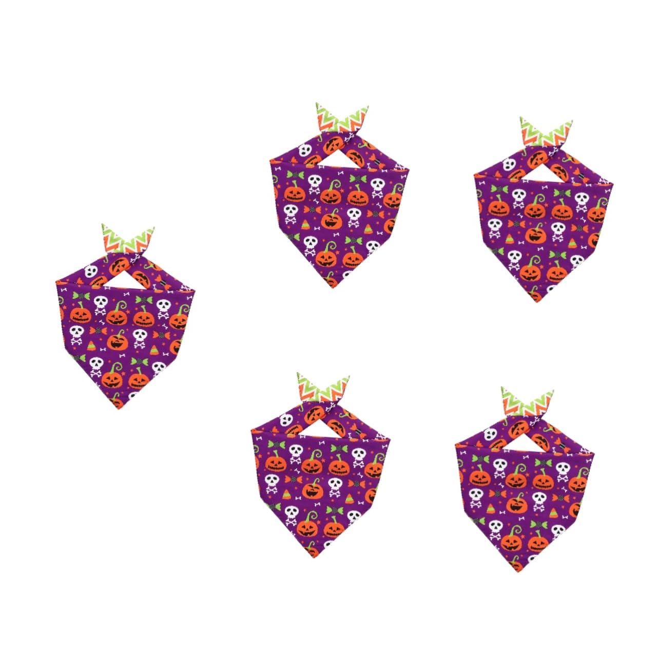 Chat bandana Halloween et chien : lot de 5 pièces de serviette triangle portable et lavable