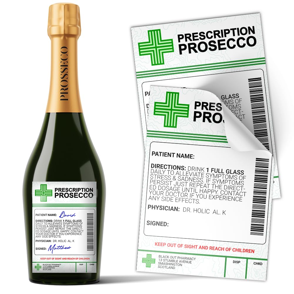 Panda Loco Prosecco Prescription Medical Alcohol Bottle Gift Funny Drinks Sticker Label (6)
