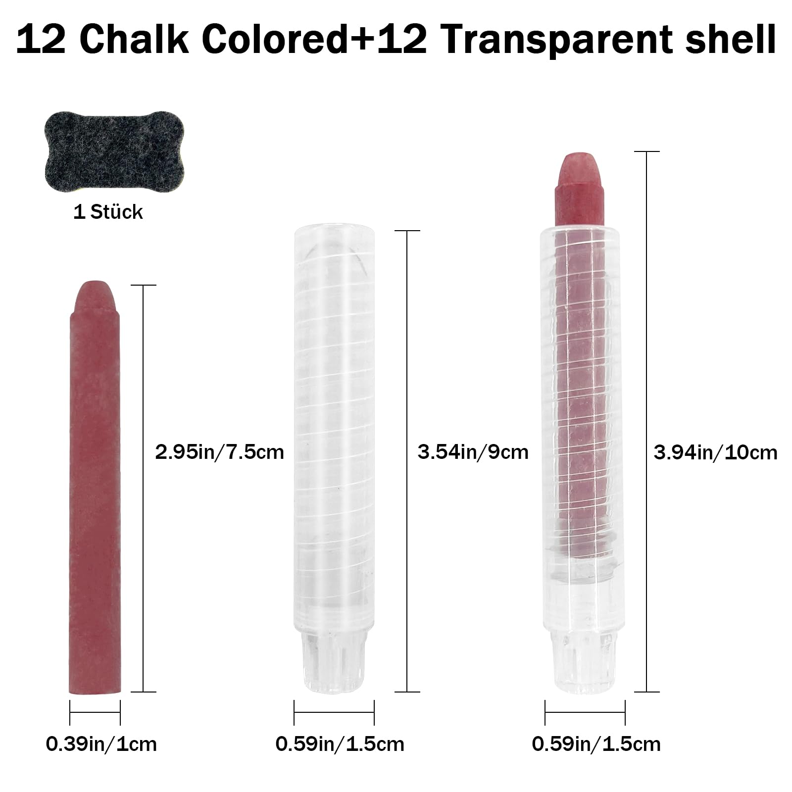 Sheryl&Rain 12Pcs Dustless Chalk with 12PCS Adjustable Chalk Holders, Dust Free Chalk with 1 Sponge Eraser - Image 2