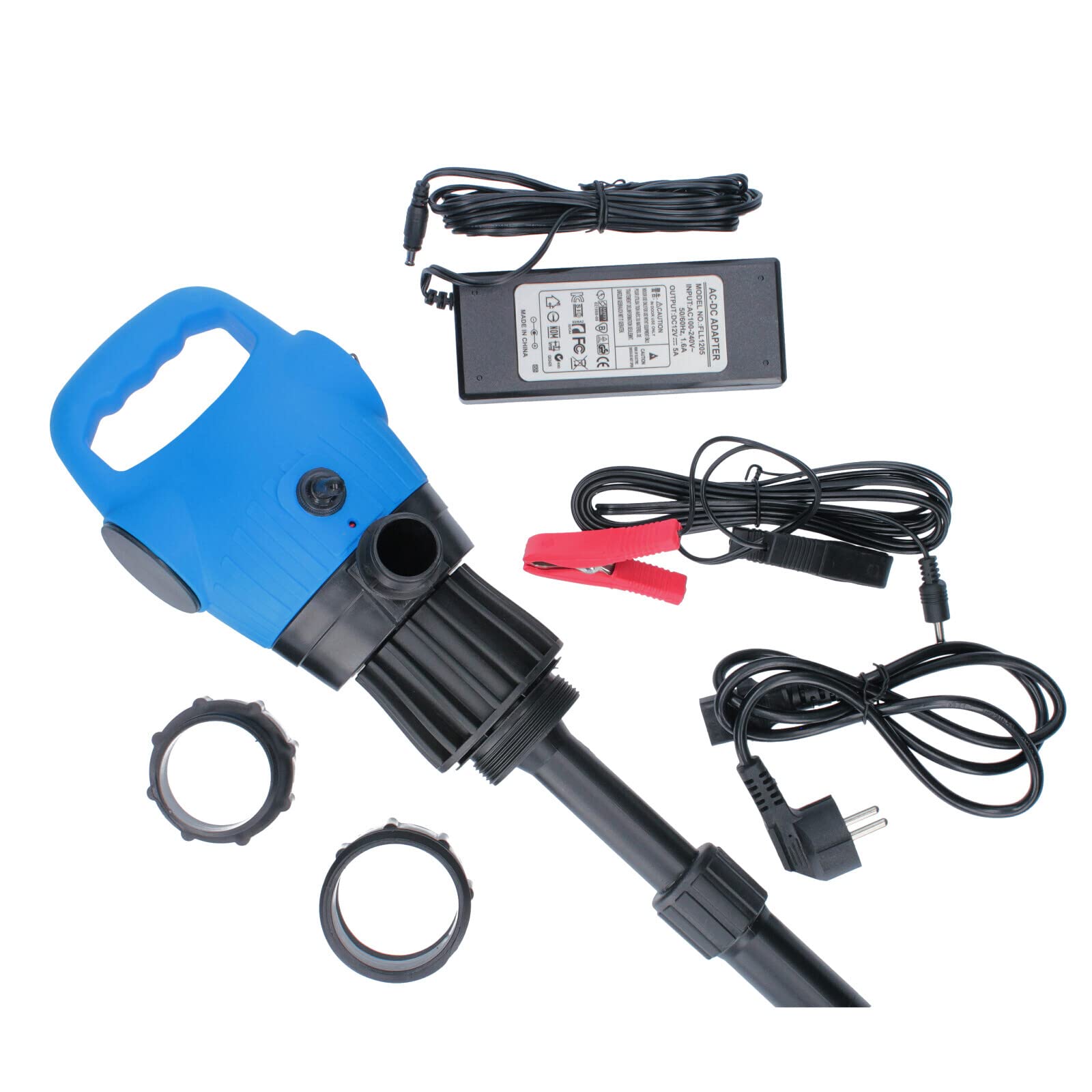 GEPCO Elektrische 12V Fasspumpe für AdBlue, Diesel, Öl & Wasser | Umfüllpumpe mit Schlauch & Dosierdüse | Förderpumpe für 205L Fässer | 20L/Min Durchfluss | 12V & Netzanschluss | Absaugpumpe