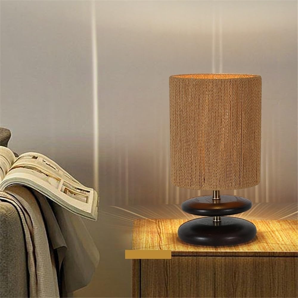 Affascinante Lampada da tavolo in legno for soggiorno, studio, camera letto, comodino, atmosfera, luce a tre colori Arredamento per la casa(M)