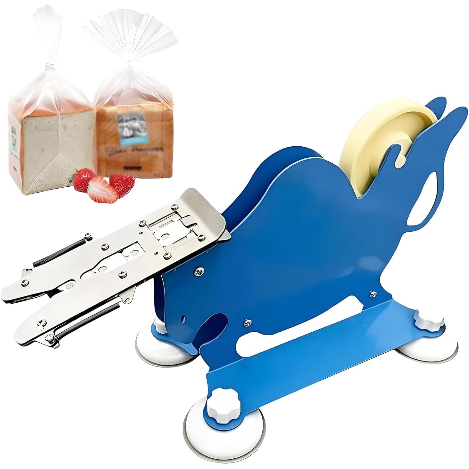 GYKOZY Bread Bag Sealing Machine, Manual Sealer with Suction Cups & Clip Roll for Bakeries