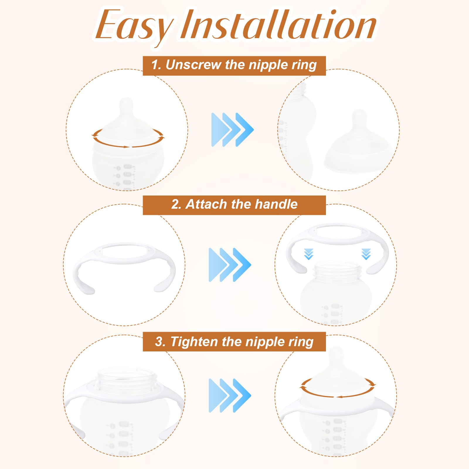 4 Pezzi Manici per Biberon per Tommee Tippee, Impugnatura Ergonomica e Antiscivolo Senza BPA Manici Biberon for l'Allattamento dei Neonati (Blu, Bianco)