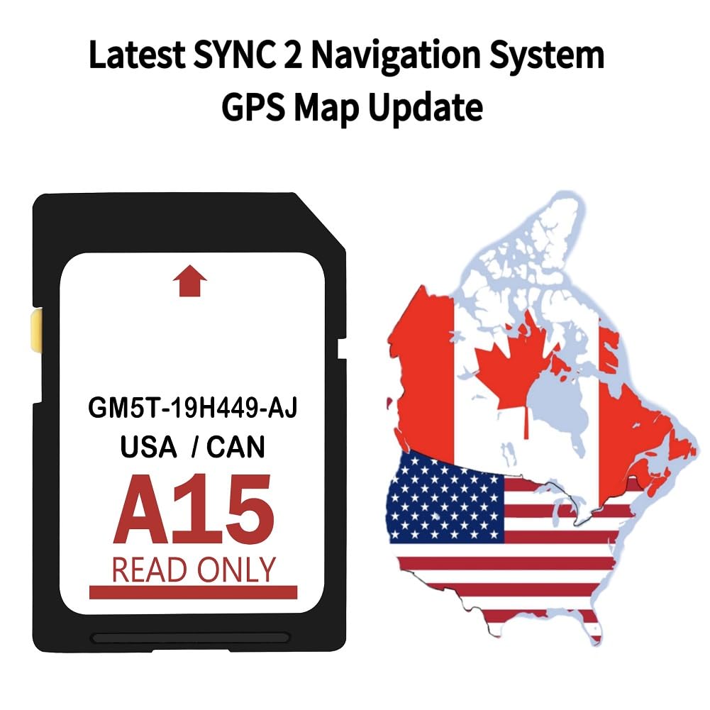2025 Latest A15 Navigation SD Card Compatible with Ford/Lincoln, F150 Explorer Fusion Expedition Escape Edge MKC MKZ MKX Sync Navigation Accessories Update USA/Canada Maps, GM5T-19H449-AJ