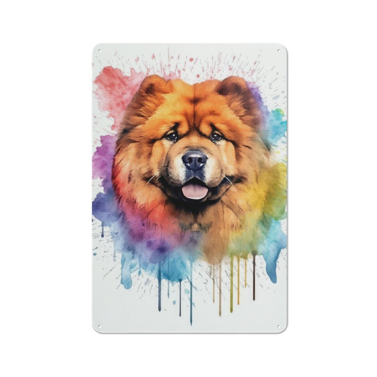 Junmoney Watercolor Chowchow Vintage Printed Metal Sign 30X20cm For Workshop Wall, A Decorative Gift For A Newly Furnished Workshop